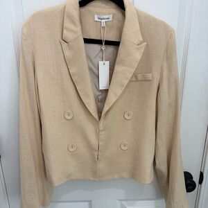 Women's Tan Double-Breasted Blazer